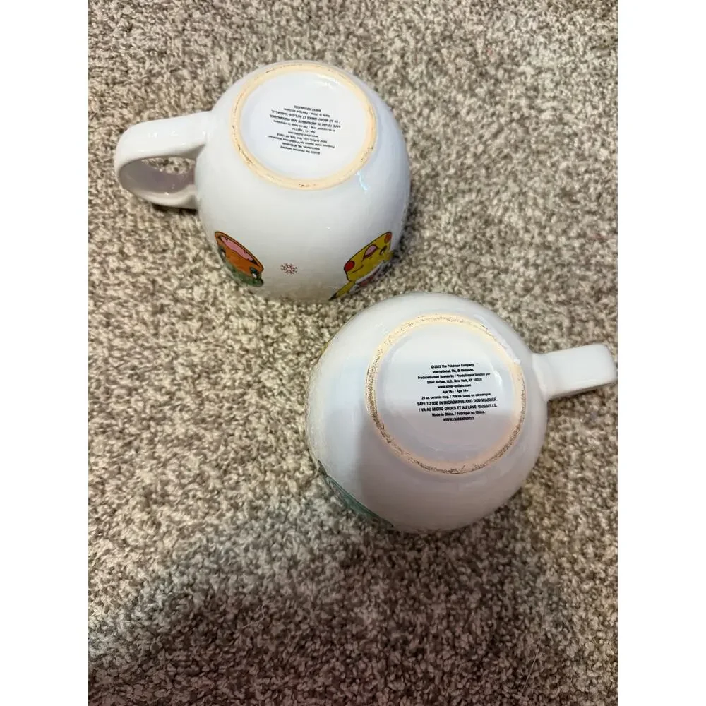 Set of 2 Pokémon Holiday Ceramic Soup Mugs 24 oz Silver Buffalo Pikachu